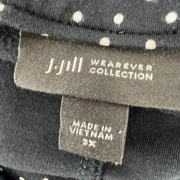 J.Jill 3X Wearever Black Polka Dot Midi Dress Notch V-Neck Short Sleeve - Picture 3 of 12